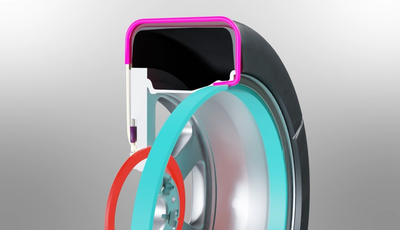 Schneeketten ins Rad integriert