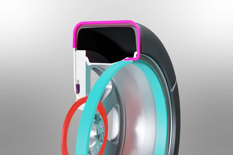 Schneeketten ins Rad integriert